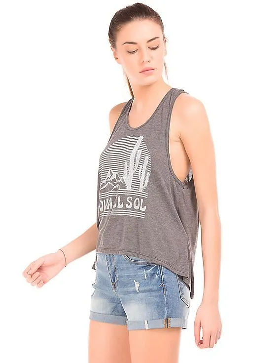 Aeropostale Printed Heathered Tank Top