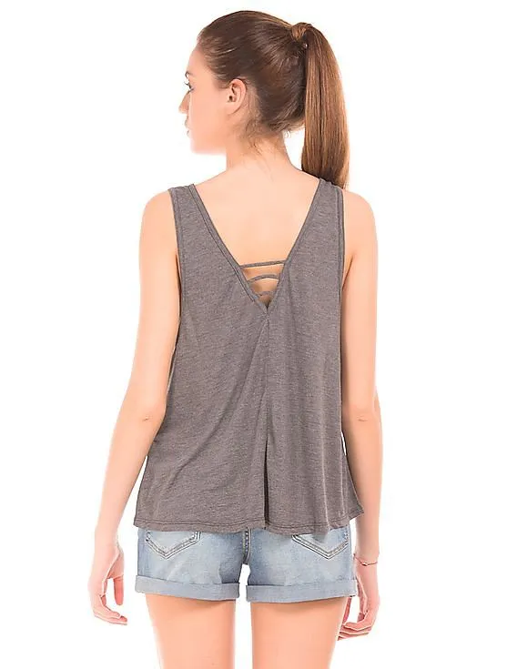 Aeropostale Printed Heathered Tank Top