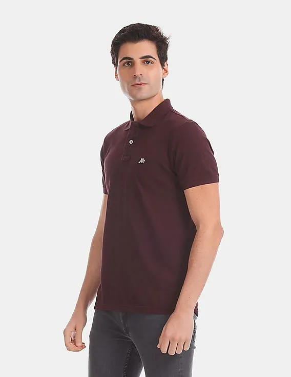 Aeropostale Purple Solid Pique Polo Shirt