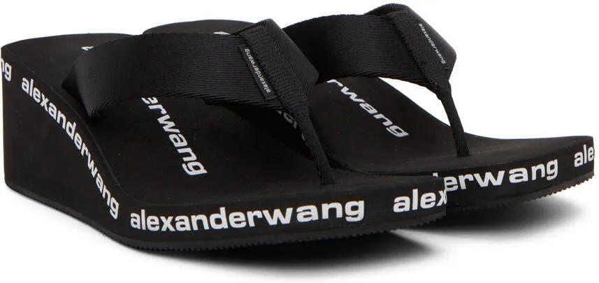 Alexander Wang Black Nylon AW Wedge Heeled Sandals