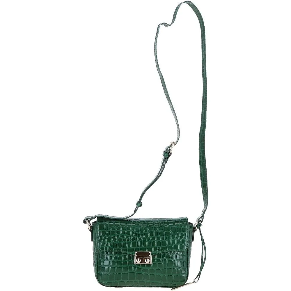 Ashwood Crocodile Print Cross Body Bag Green/croc: C-50 Croc