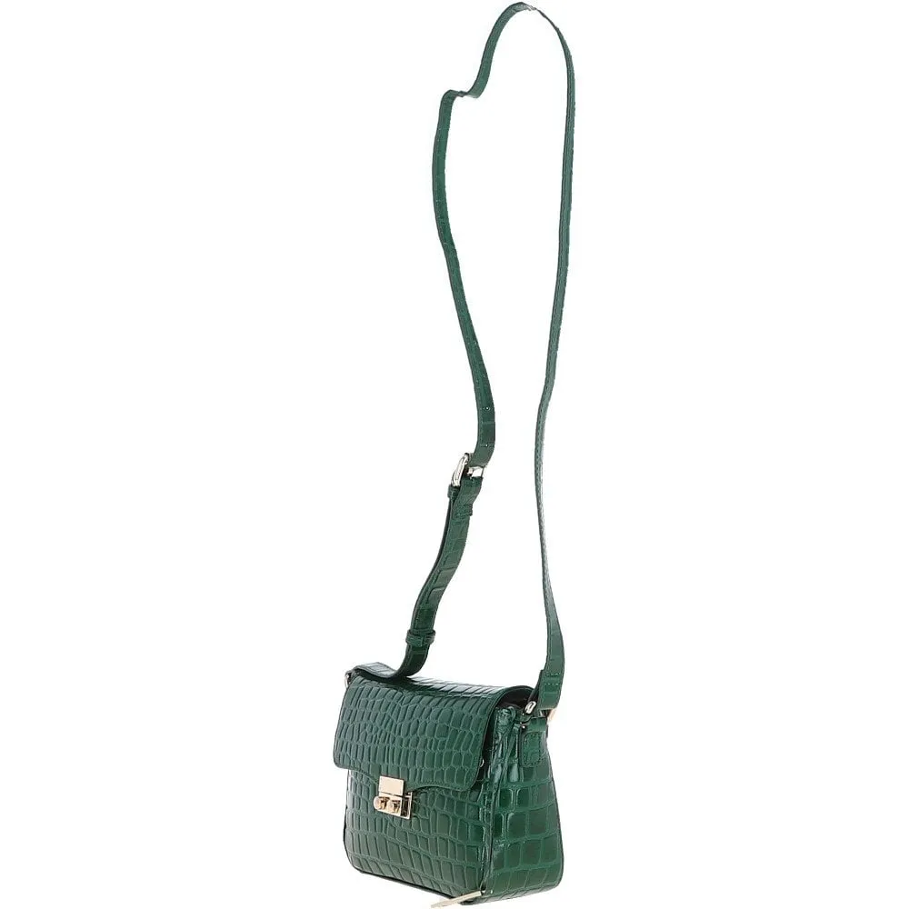 Ashwood Crocodile Print Cross Body Bag Green/croc: C-50 Croc