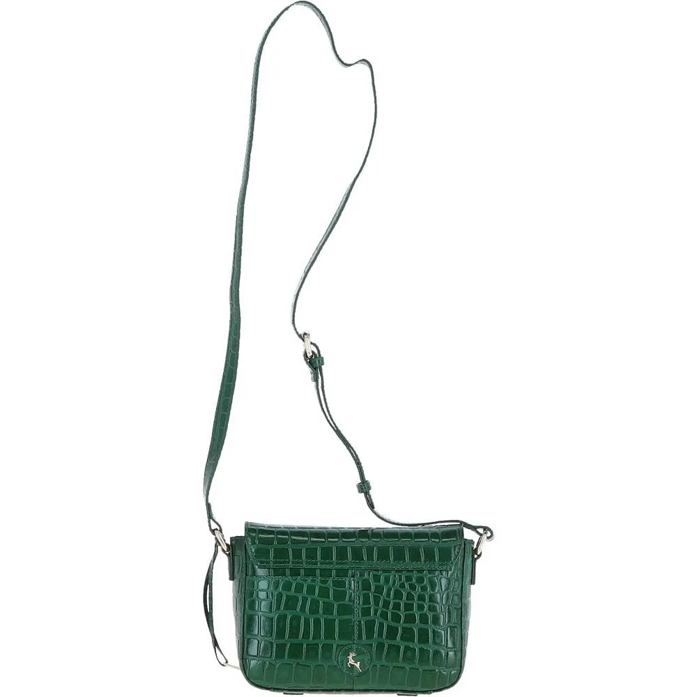 Ashwood Crocodile Print Cross Body Bag Green/croc: C-50 Croc