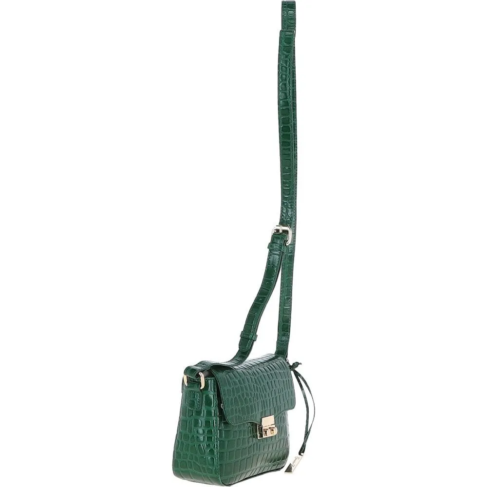 Ashwood Crocodile Print Cross Body Bag Green/croc: C-50 Croc