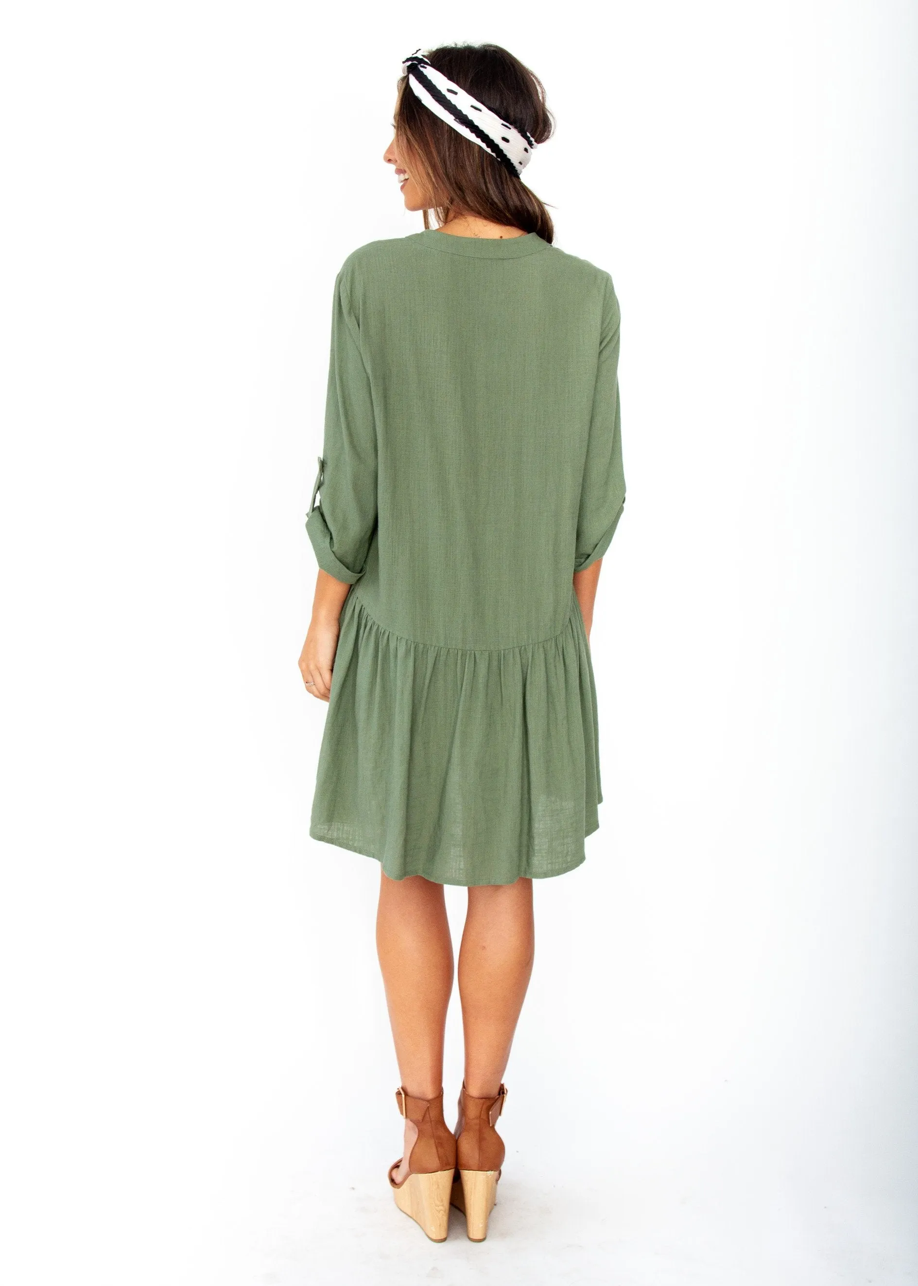 Avoca Linen Tunic Dress - Khaki