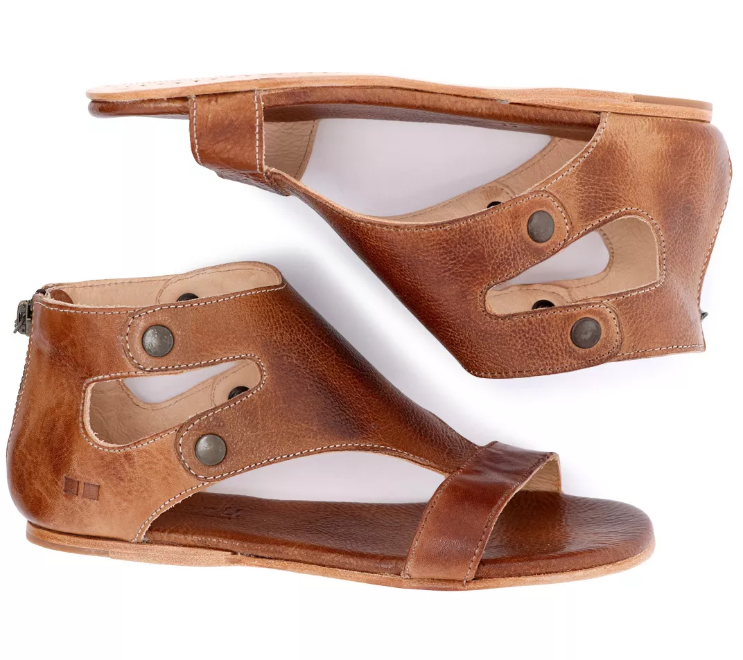 BED STU Leather Cutout Back-Zip Sandals - Soto