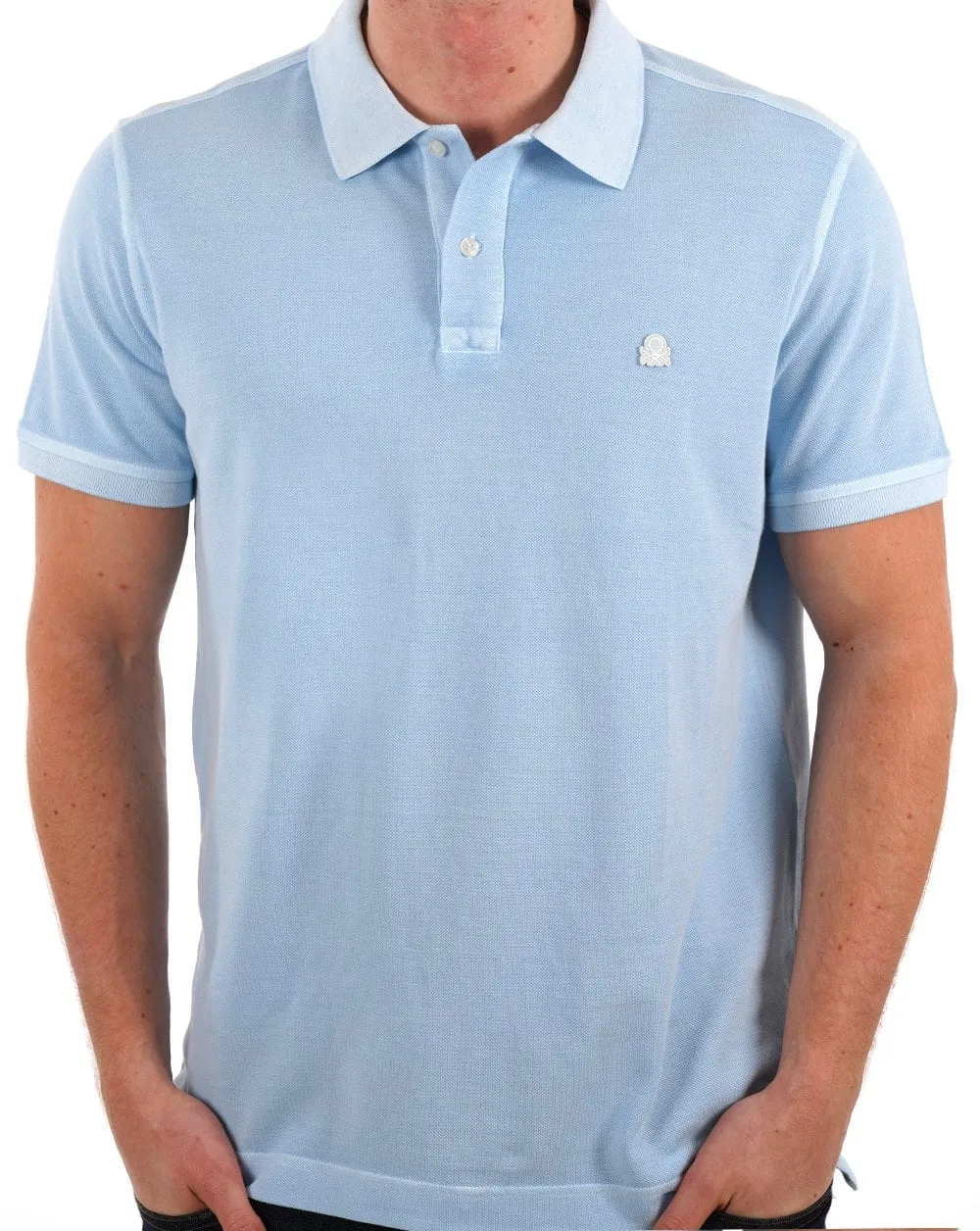 Benetton Logo Polo Washed Sky Blue