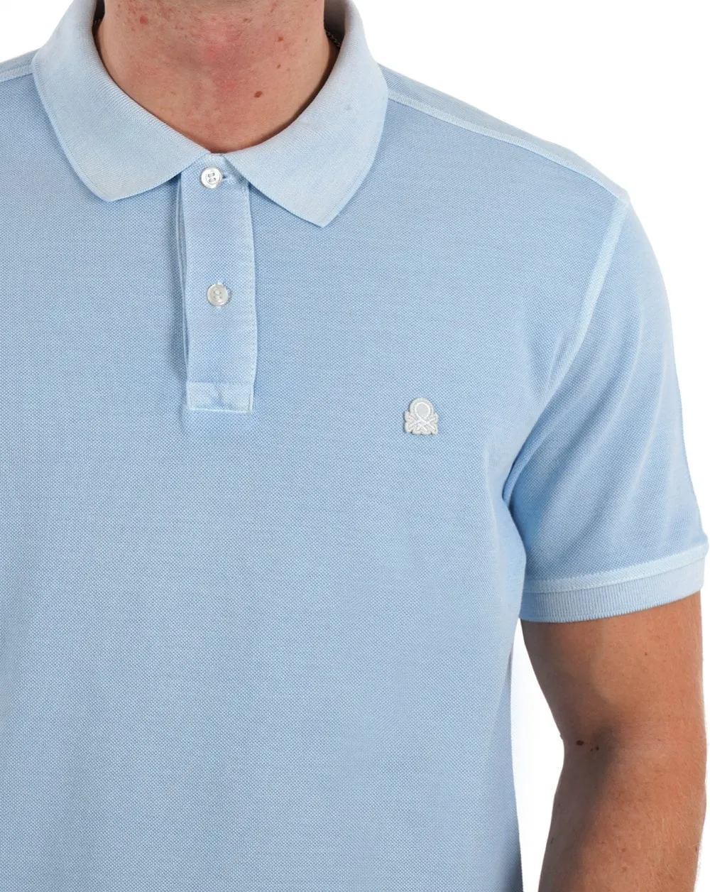 Benetton Logo Polo Washed Sky Blue