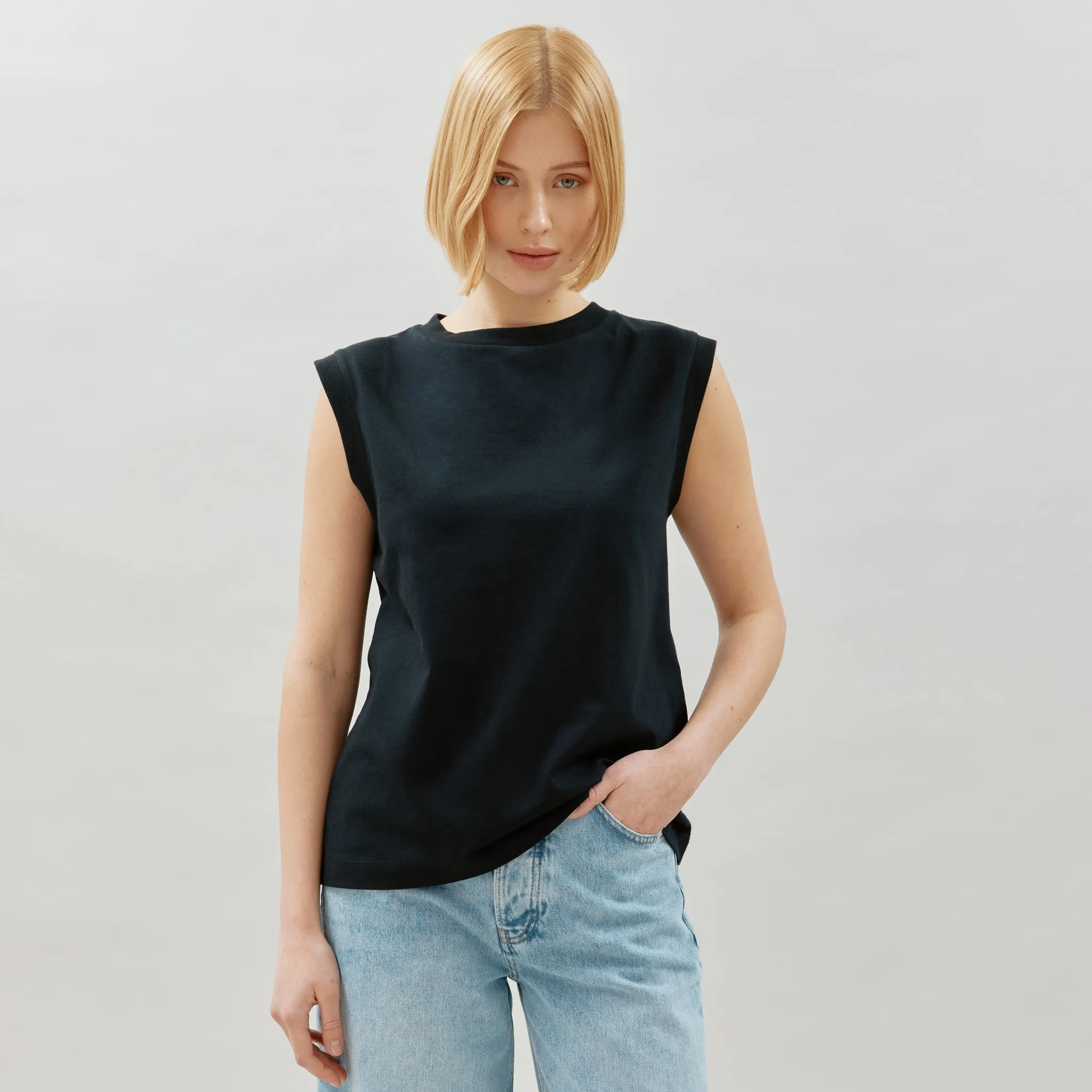 Black Cotton Tank Top