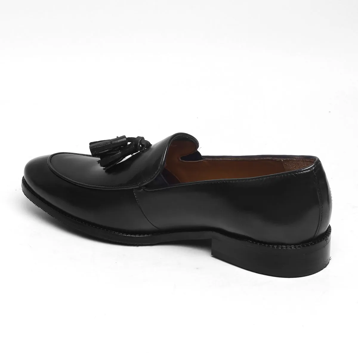 Black Leather Tassel Men Slip-On Formal Shoes