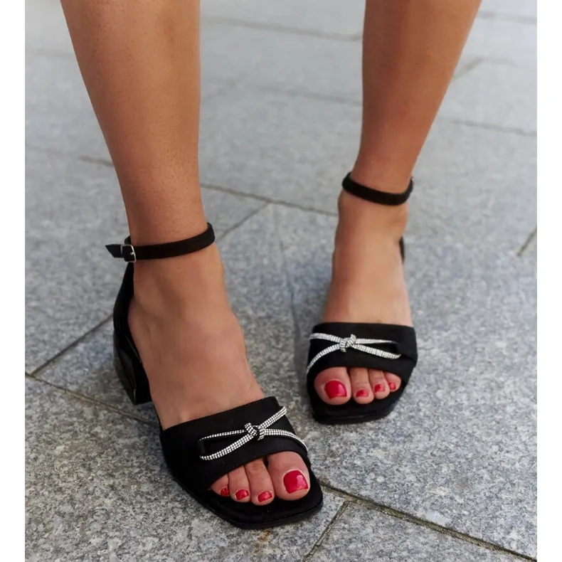 Block sandals with a Rihab leather insole black