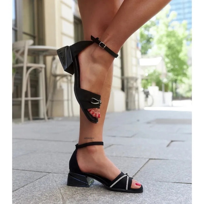 Block sandals with a Rihab leather insole black