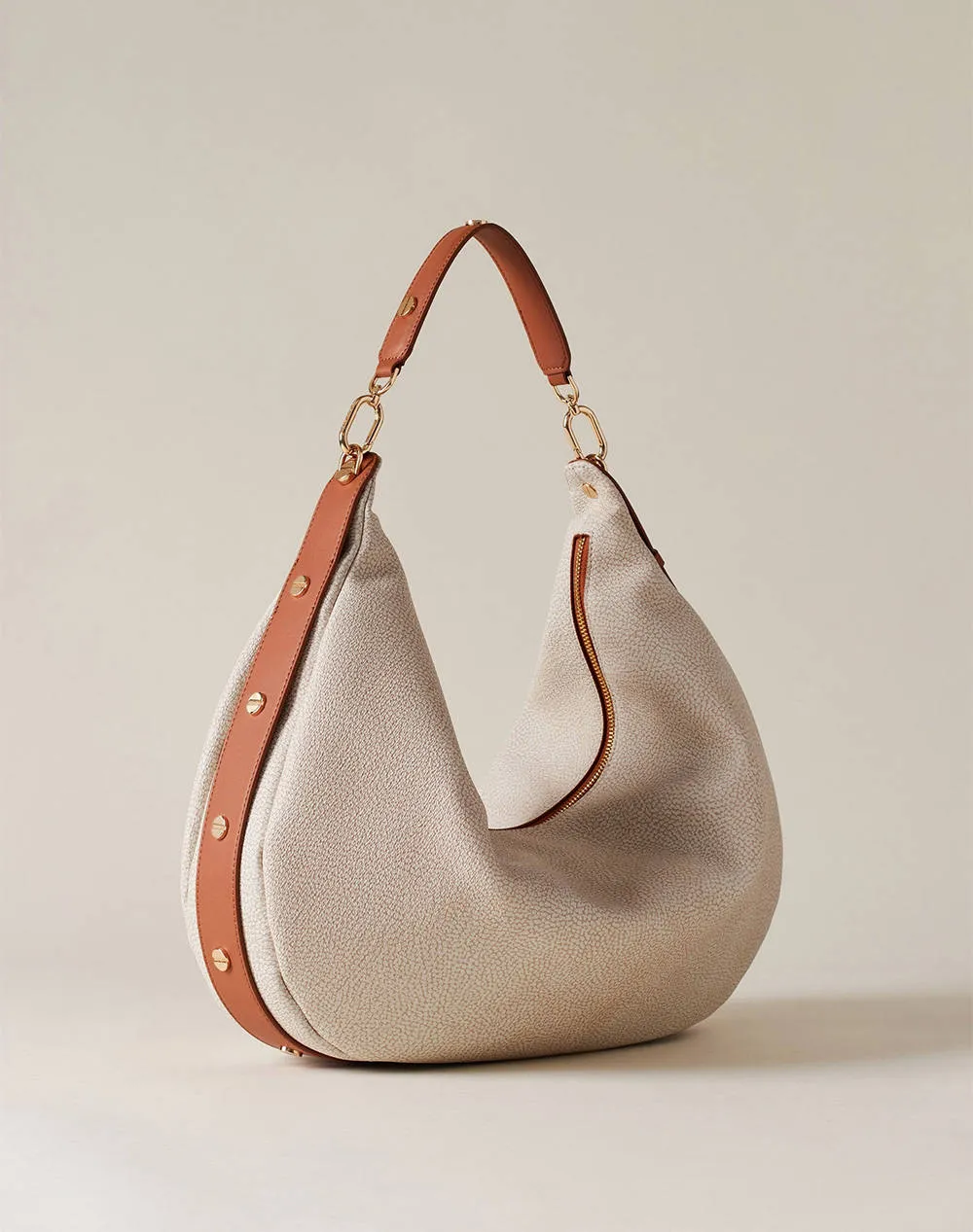 BORBONESE BORBONESE HOBO BAG LEATHER-PVC ITAL.ORIGIN (Dimensions: 45 x 27 x 8 cm)