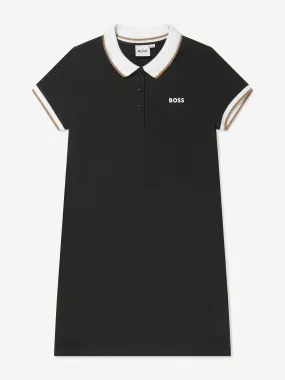 BOSS Girls Polo Dress in Black