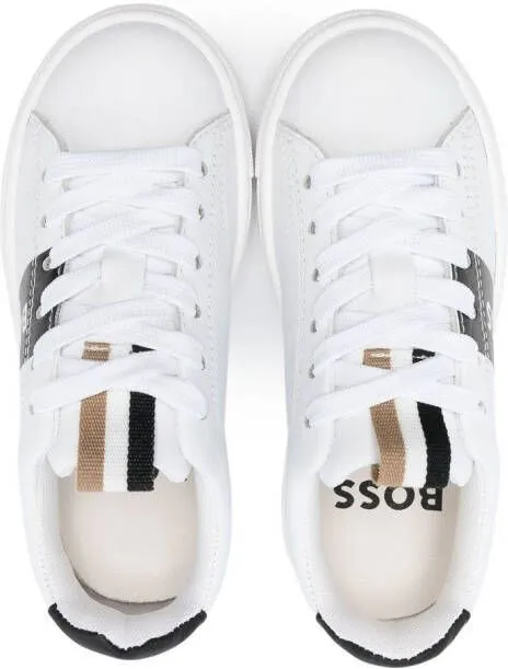 BOSS Kidswear logo-stripe low-top sneakers White