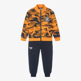 Boys Orange & Navy Blue Cotton Tracksuit