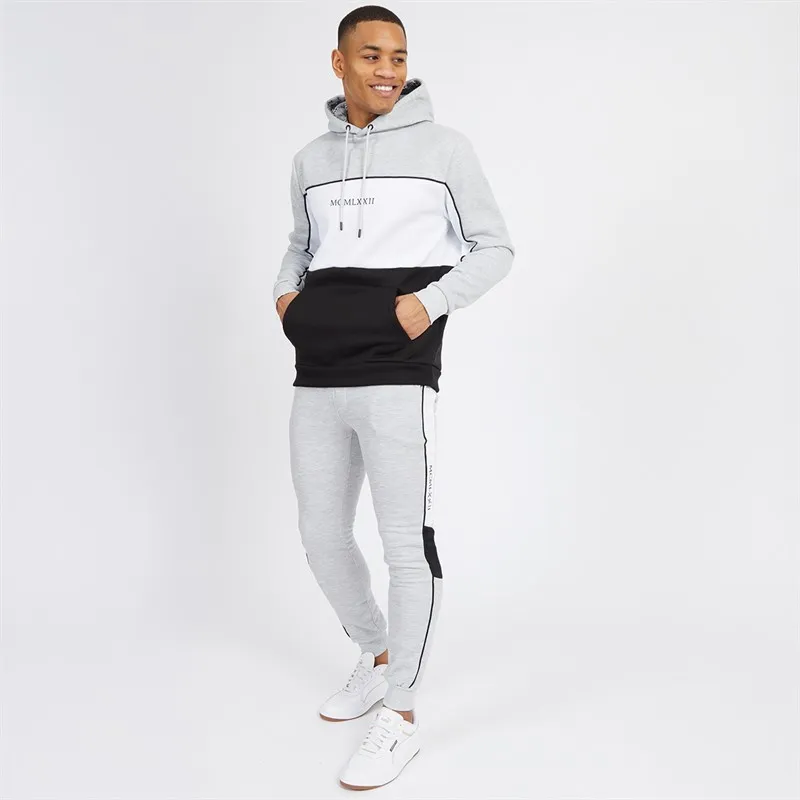 Brave Soul Mens Parker Tracksuit Light Grey Marl