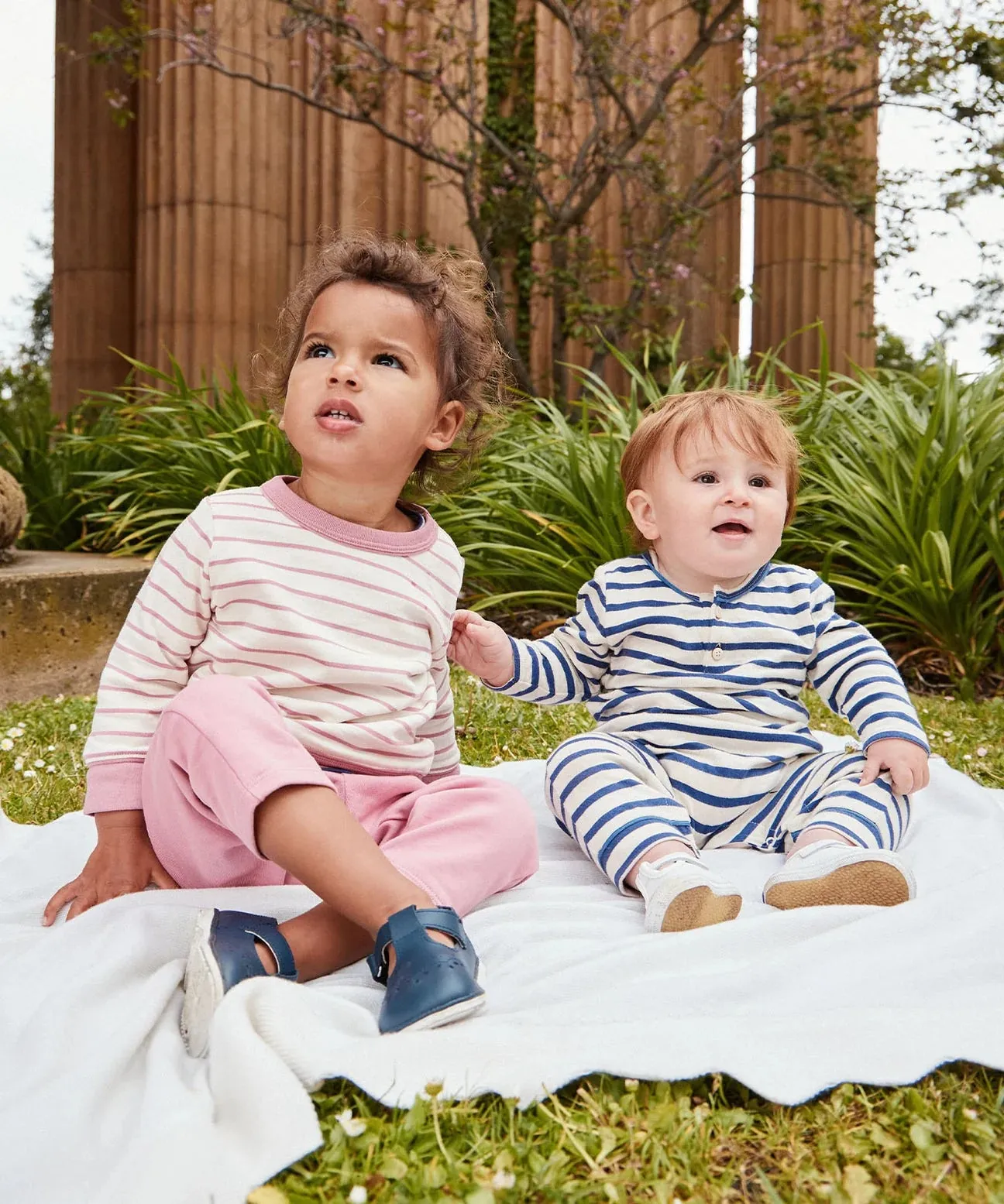 Campbell Romper - Navy Stripe