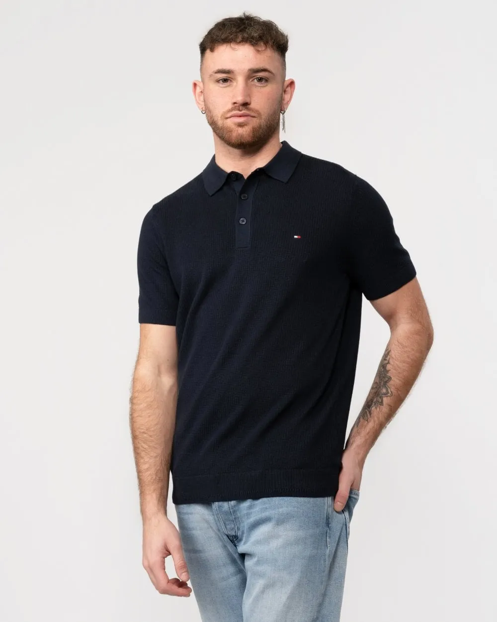 Chain Ridge Structure Mens Polo