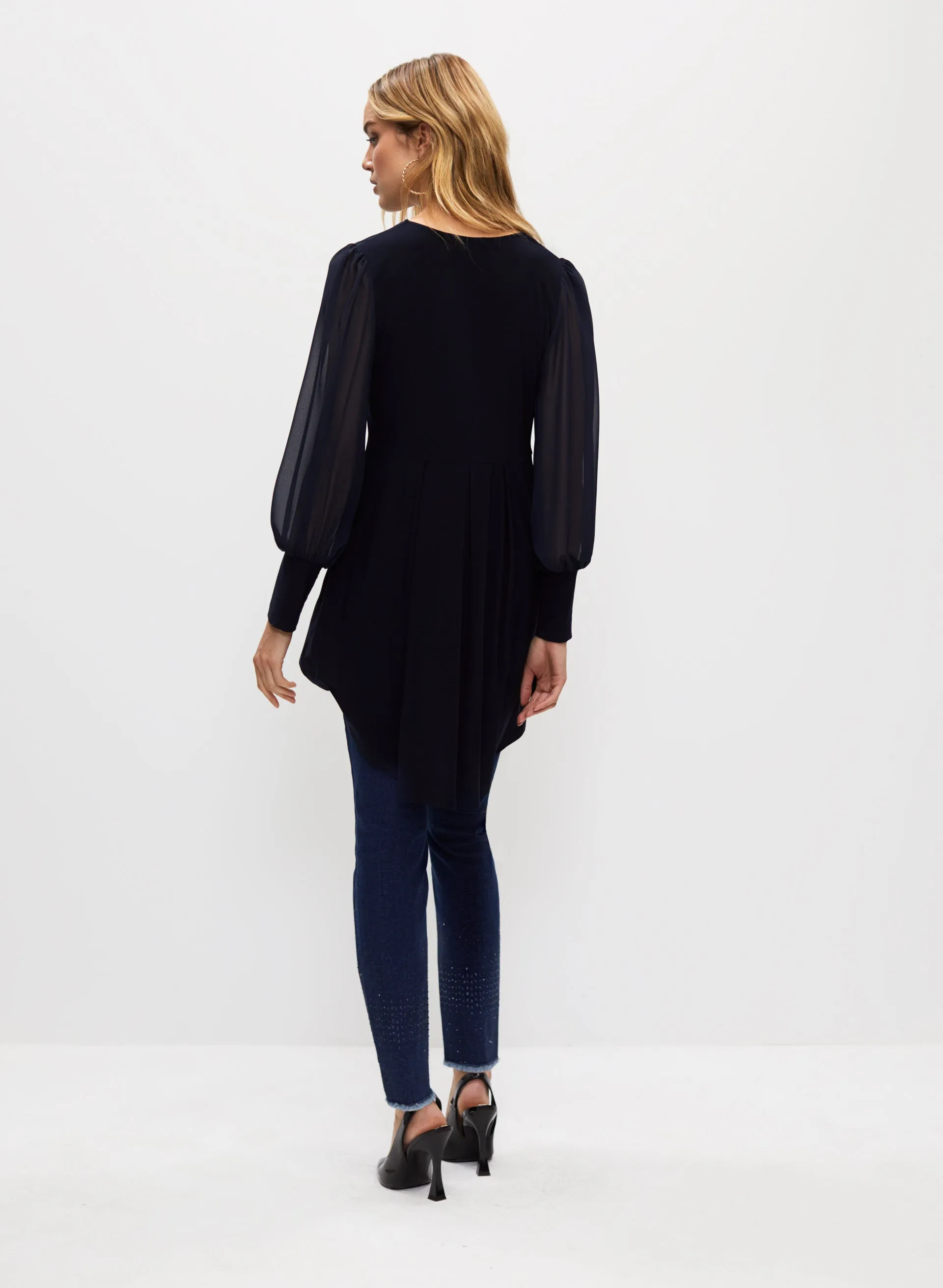 Chiffon Sleeve High-Low Tunic