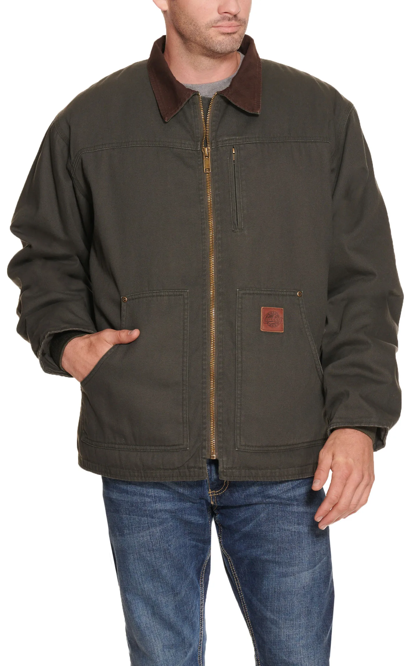 Cowboy Workwear Men's Rancher Green Sherpa Lined Canvas Jacket