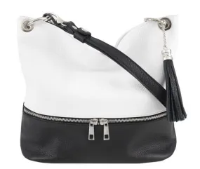 Cowhide leather bag black / white joss