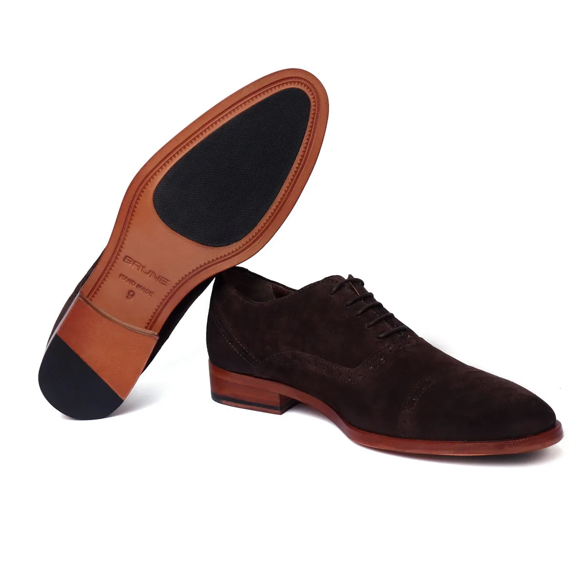 Dark Brown Formal Shoes for Men in Suede Leather