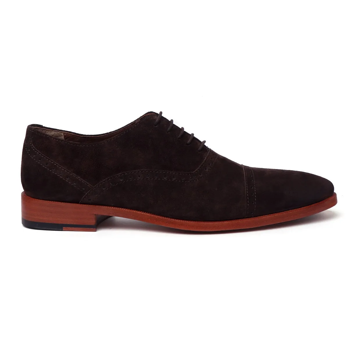 Dark Brown Formal Shoes for Men in Suede Leather