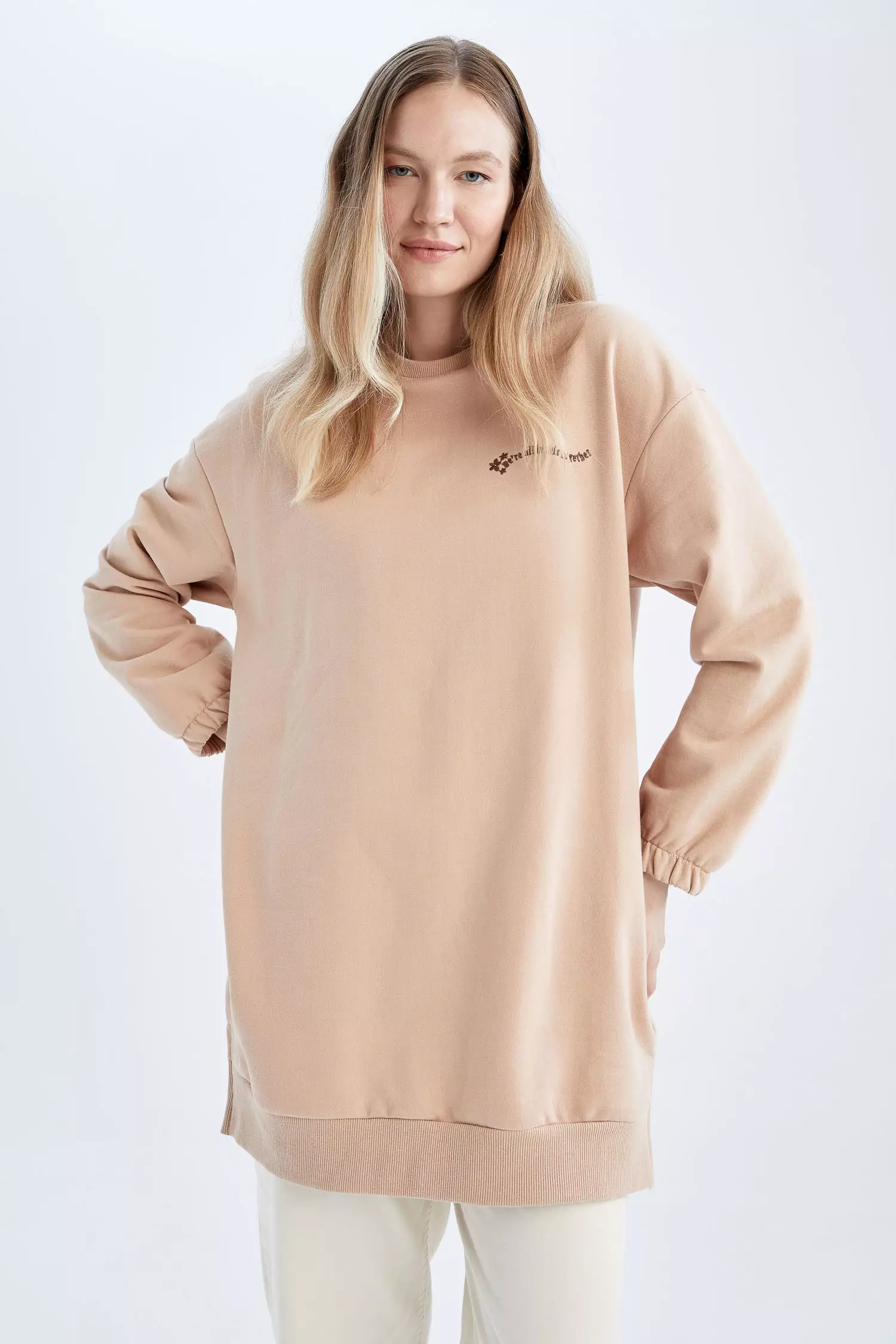 DeFacto Relax Fit Embroidered Sweat Tunic