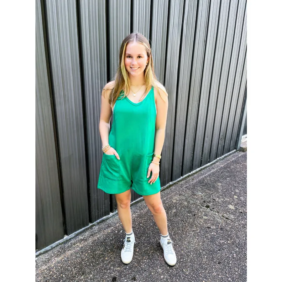 Delaney Green Racerback Romper