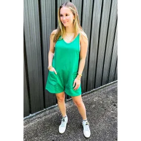 Delaney Green Racerback Romper