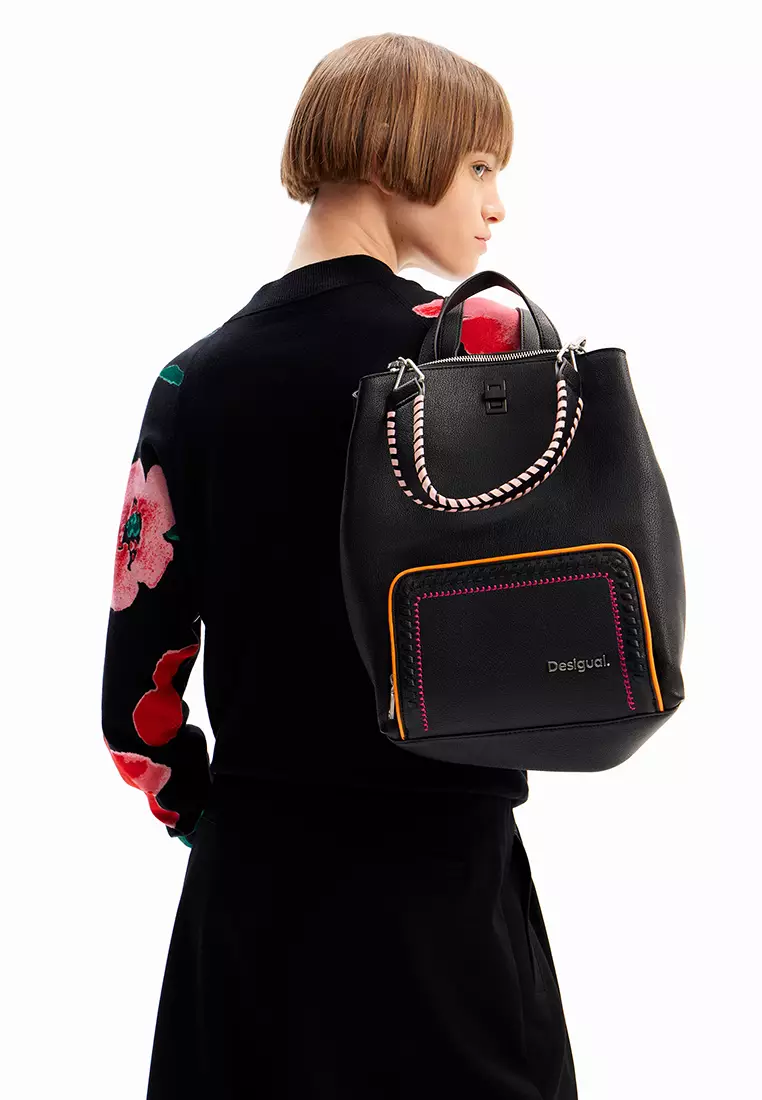 Desigual Desigual M multi-position embroidered backpack.