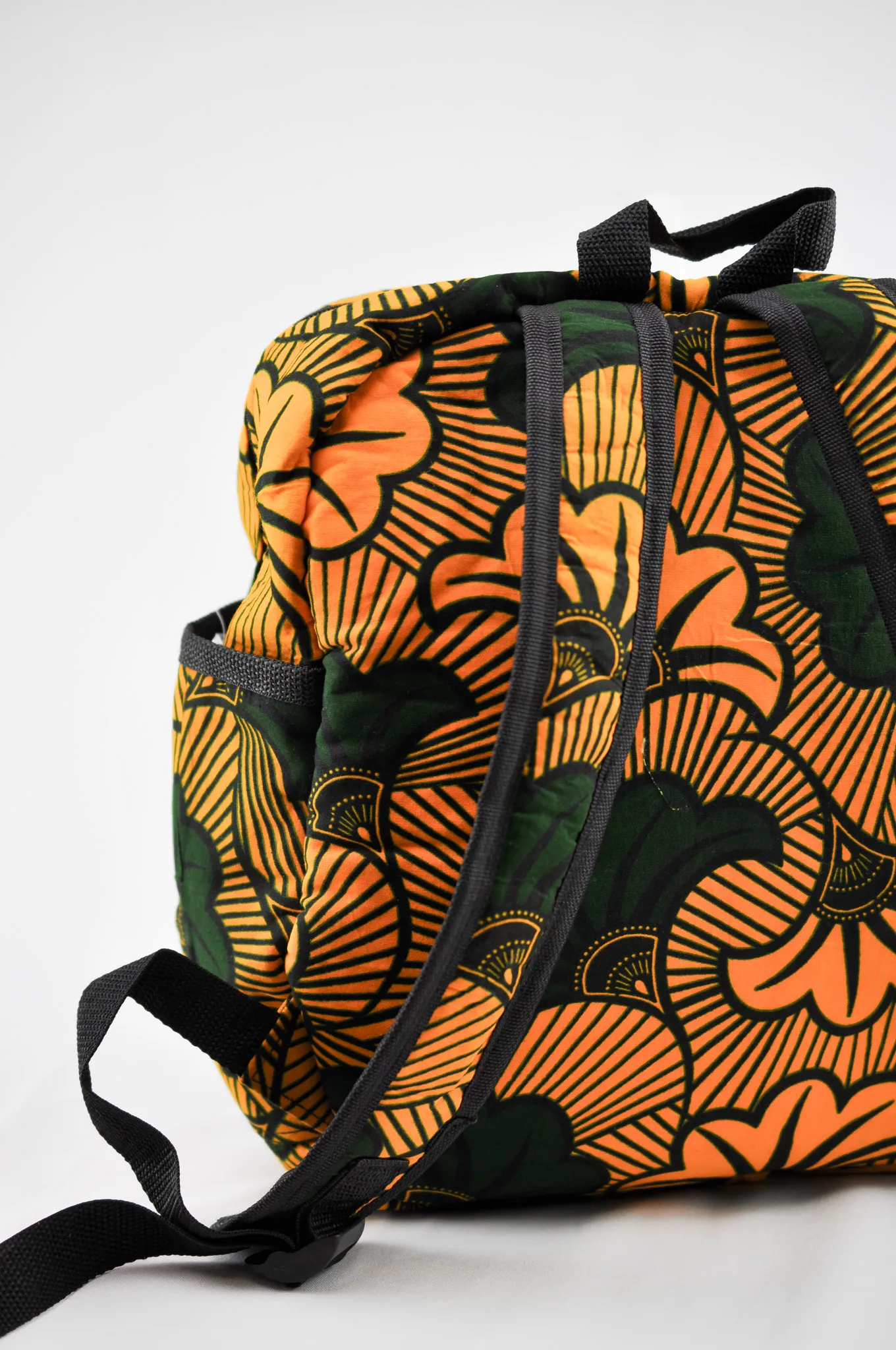 Divine Orange and Forest Green Ankara Backpack -