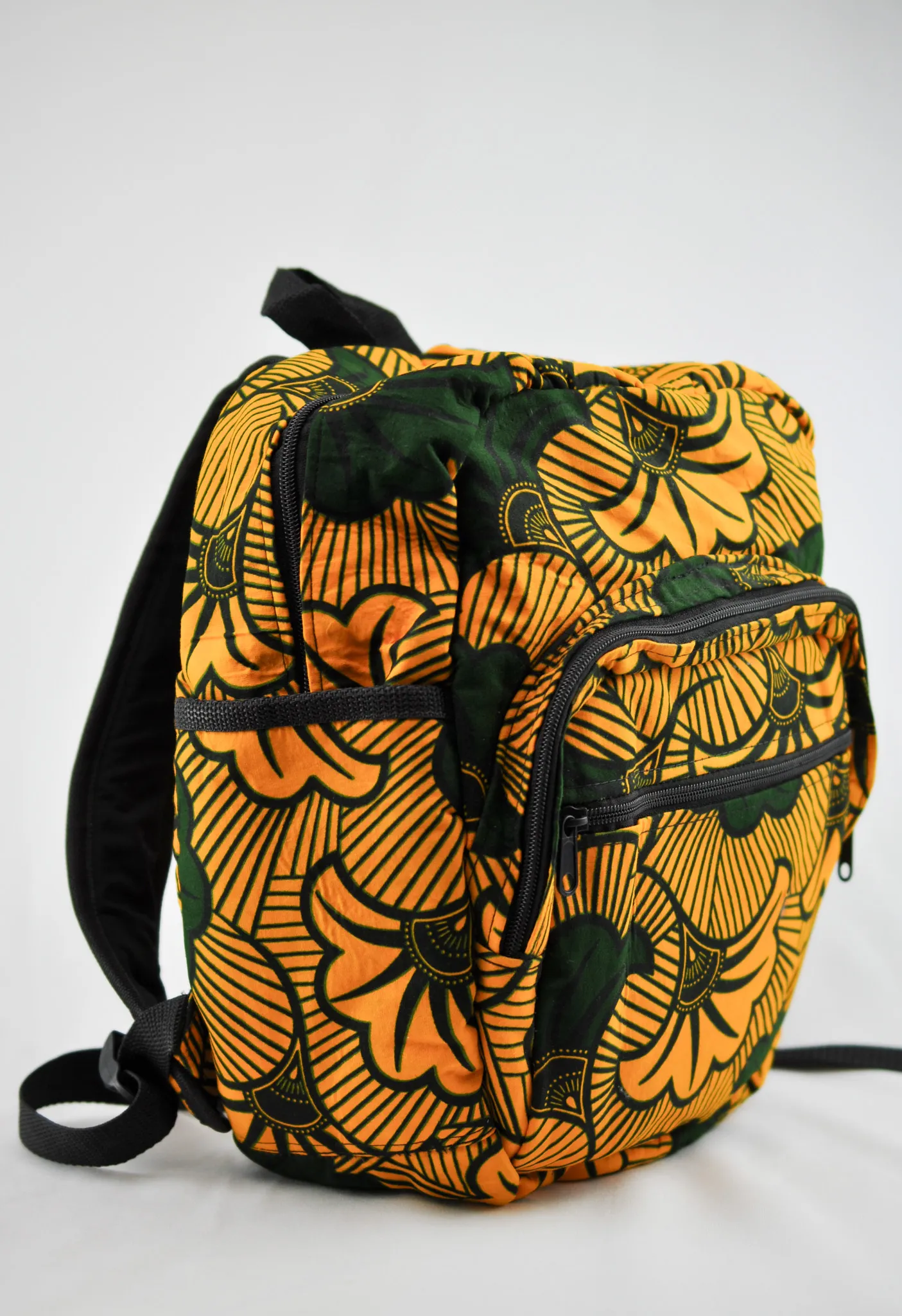 Divine Orange and Forest Green Ankara Backpack -