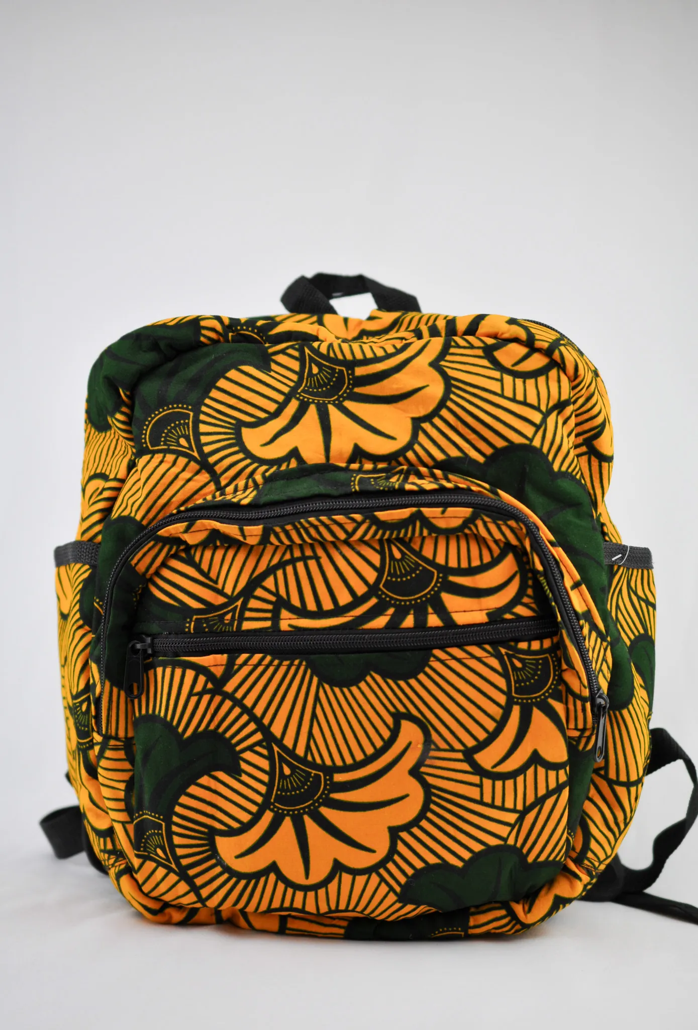 Divine Orange and Forest Green Ankara Backpack -