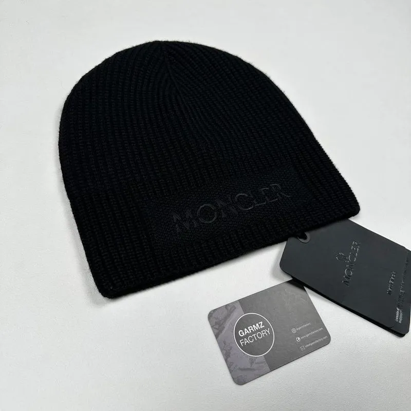 Embroidered Logo Beanie Hat Black