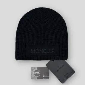 Embroidered Logo Beanie Hat Black