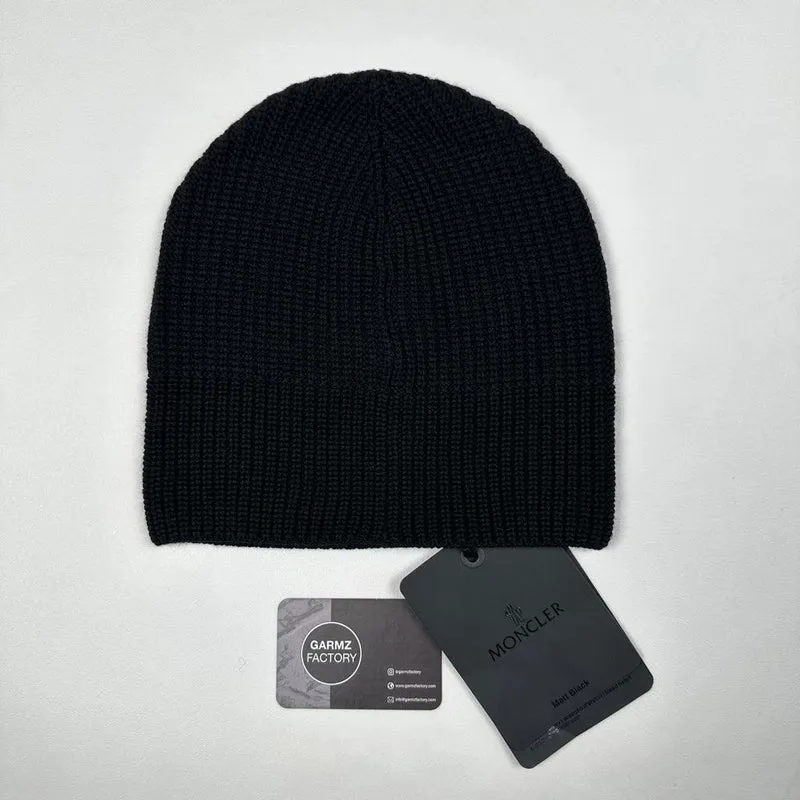 Embroidered Logo Beanie Hat Black