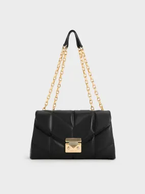 Eudora Chevron Trapeze Bag - Black