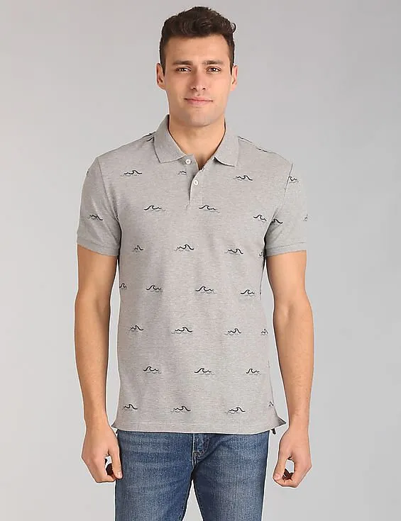 GAP Men Grey Embroidered Polo Shirt