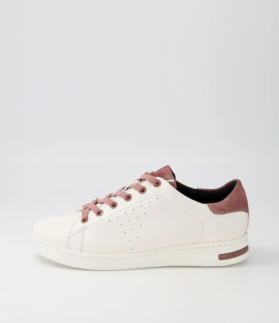 GEOX D Jaysen E White Rose Leather Suede Sneakers