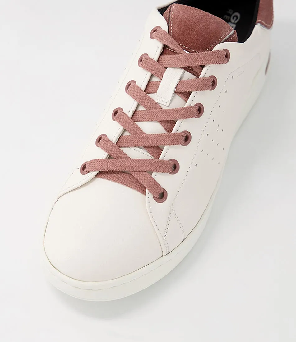 GEOX D Jaysen E White Rose Leather Suede Sneakers