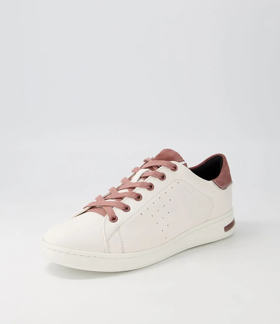 GEOX D Jaysen E White Rose Leather Suede Sneakers