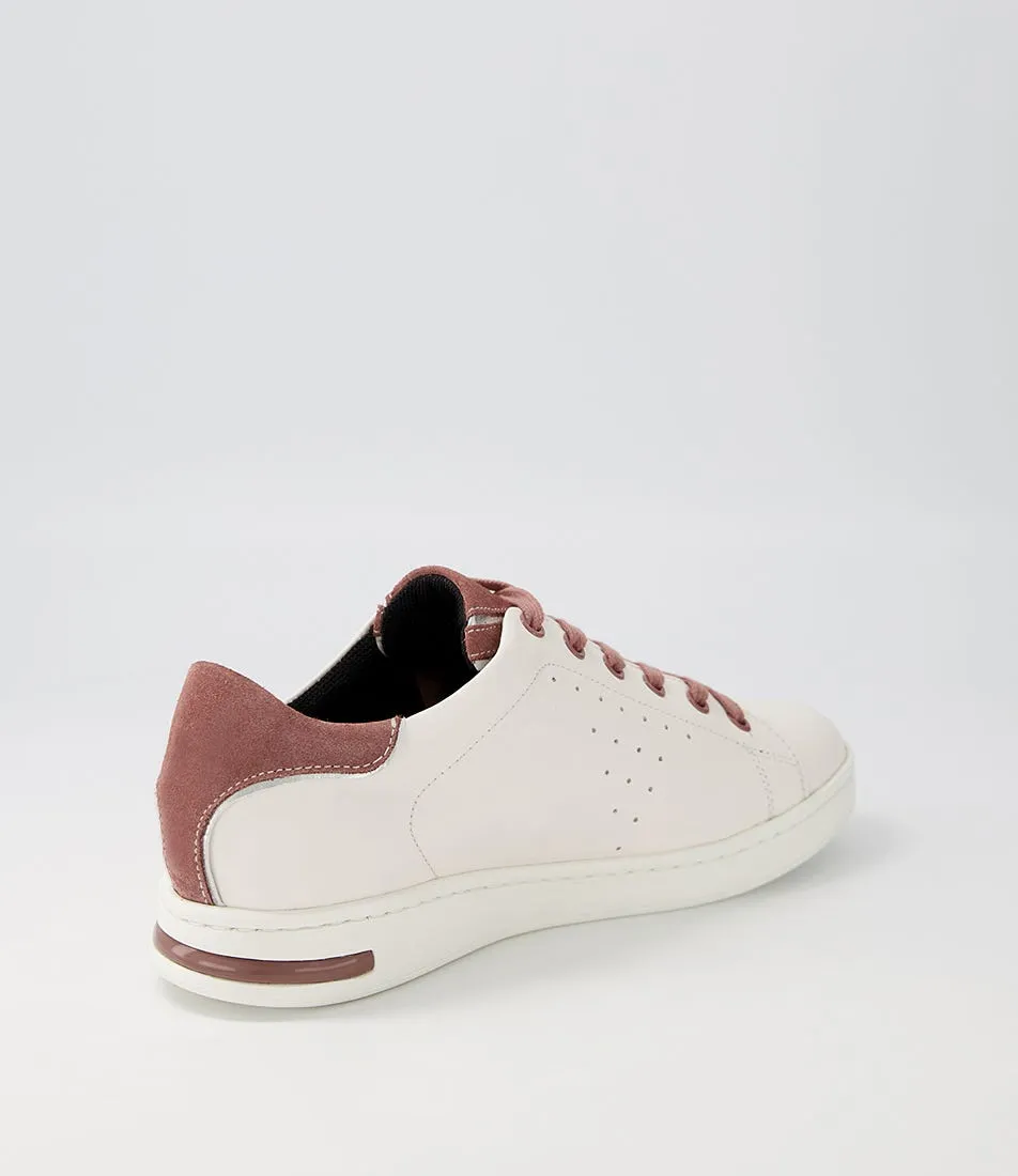 GEOX D Jaysen E White Rose Leather Suede Sneakers