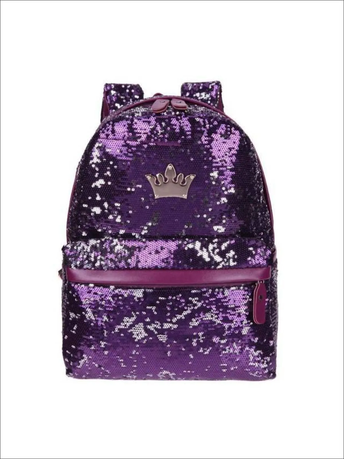 Girls 15 Sequined Backpack with Crown Applique