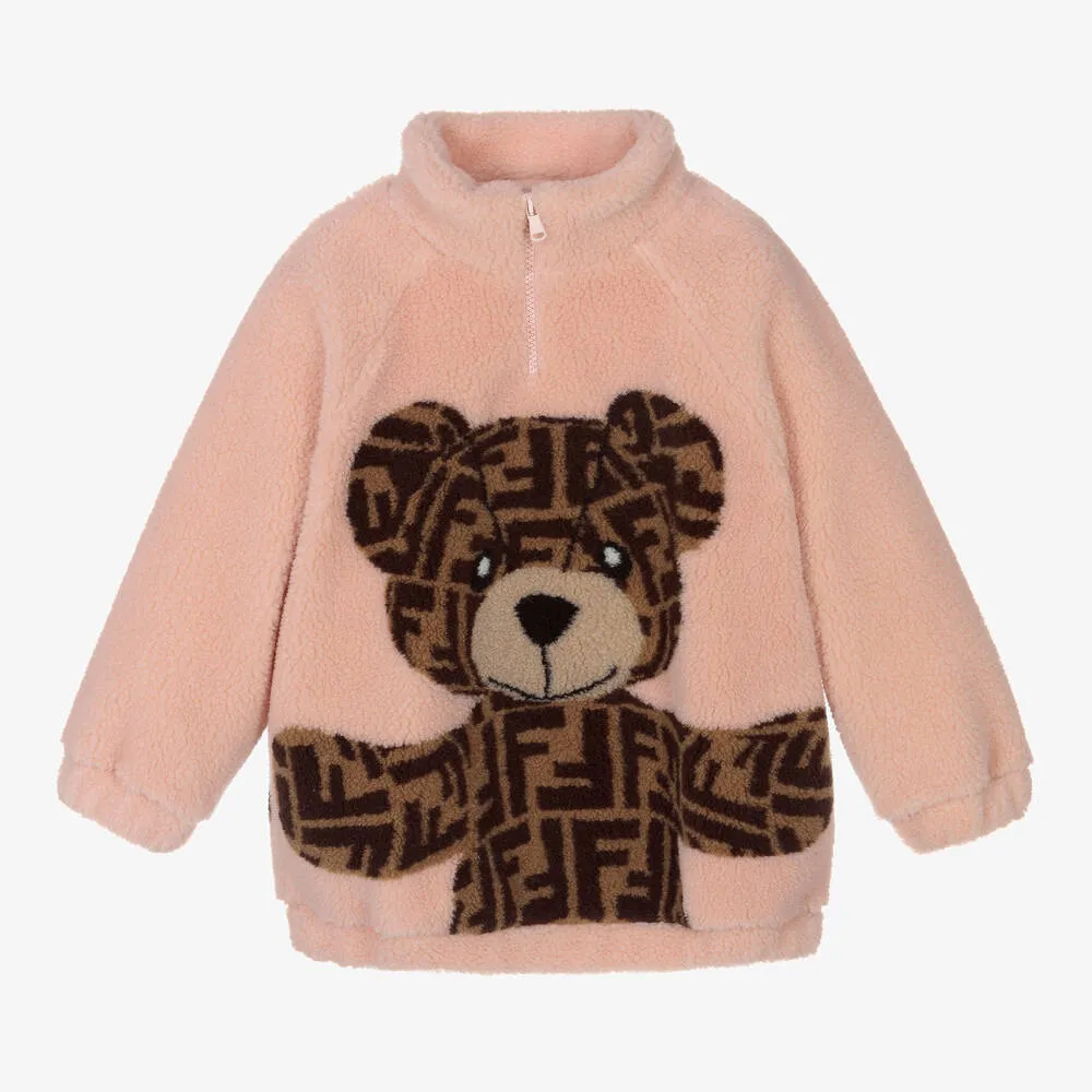 Girls Pink FF Zip-Up Teddy Fleece