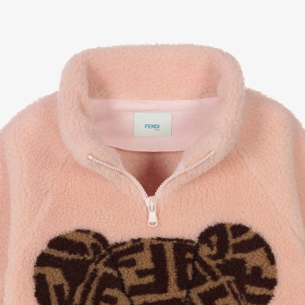 Girls Pink FF Zip-Up Teddy Fleece