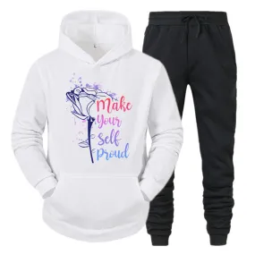 Girls Support Girls Printed Contrast Hooded Tracksuit