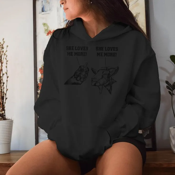 Goat Chicken She Loves Me More Women Hoodie