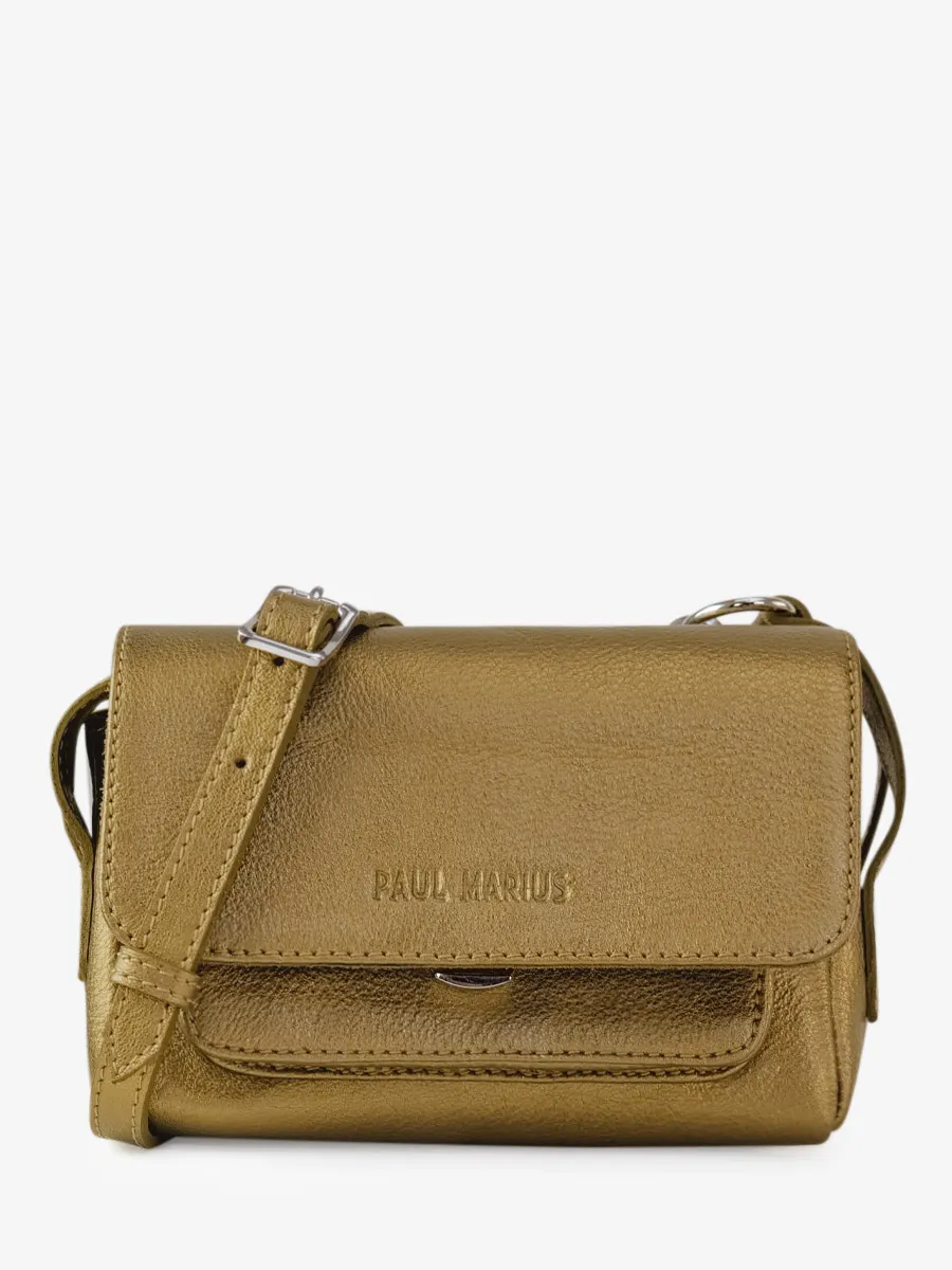 Gold Metallic Leather Mini Cross-body Bag for Women - Diane XS Bronze | PAUL MARIUS